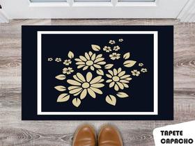 Tapete Capacho Personalizado Flores Bege