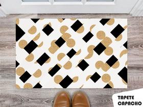 Tapete Capacho Personalizado Geométrico Pretas e Bolinhas Bege