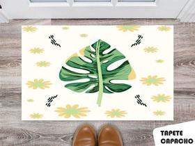 Tapete Capacho Personalizado Green Monstera com Floral Tapete Capacho Personalizado Green Monstera com Floral