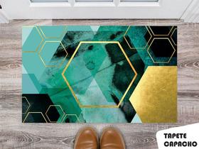Tapete Capacho Personalizado Hexagonos Estampa Texturizada Verde Agua Tapete Capacho Personalizado Hexagonos Estampa Texturizada Verde Agua