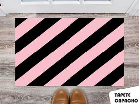 Tapete Capacho Personalizado Listrado Rosa e Preto