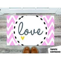 Tapete Capacho Personalizado Love Rosa