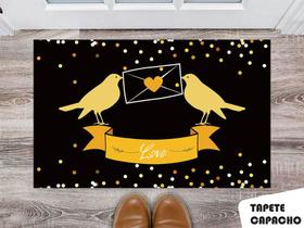 Tapete Capacho Personalizado Passarinhos com Carta de Amor Tapete Capacho Personalizado Passarinhos com Carta de Amor