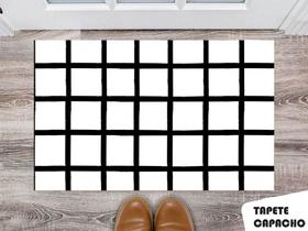 Tapete Capacho Personalizado Quadriculado Preto e Branco Traço Grosso Tapete Capacho Personalizado Quadriculado Preto e Branco Traço Grosso