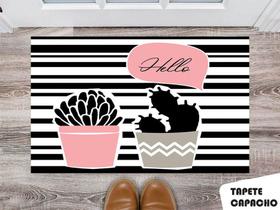 Tapete Capacho Personalizado Rose cactos Hello