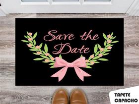 Tapete Capacho Personalizado Save The Date Floral Laço