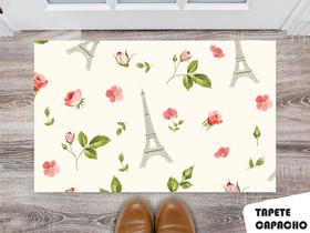Tapete Capacho Personalizado Torre Eiffel Floral - Criative Gifts