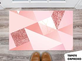 Tapete Capacho Personalizado Triângulos Tons de Rosa com Glitter - Criative Gifts