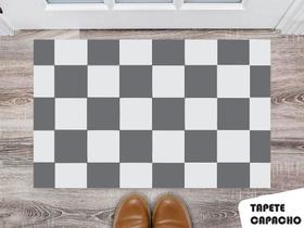 Tapete Capacho Personalizado Xadrez Cinza e Preto