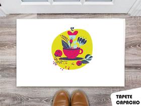 Tapete Capacho Personalizado Xícara Vaso Floral