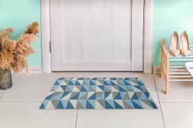 Tapete Capacho Porta De Entrada 65CM X 40CM Antiderrapante Ladrilhos Azul