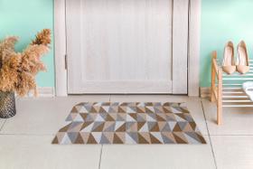 Tapete Capacho Porta De Entrada 65CM X 40CM Antiderrapante Ladrilhos Caramelo e Cru