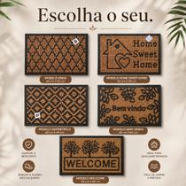 Tapete Capacho Porta de Entrada da Casa Fibra Coco Antiderrapante Emborrachado