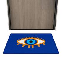 Tapete Capacho Porta Entrada Macio Pequeno 60x40 Interativo Antiderrapante Emborrachado Olho Grego