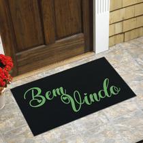 Tapete Capacho Preto Bem Vindo Verde - Antiderrapante Tapete Capacho Preto Bem Vindo Verde - Antiderrapante