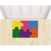 Tapete Capacho Quebra Cabeça Colorido 60X40cm Antiderrapante