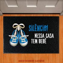 Tapete Capacho - Silêncio Nessa Casa Tem Bebê Azul