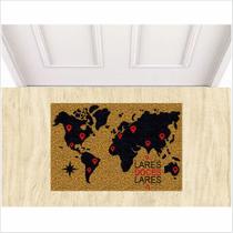 Tapete capacho viajante, mapa mundi.