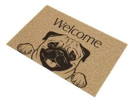 Tapete Capacho Vinil Pet 60x40 Welcome Bem Vindo Comprimento 60 Cm Cor Laranja Desenho Do Tecido Pug Largura 40 Cm