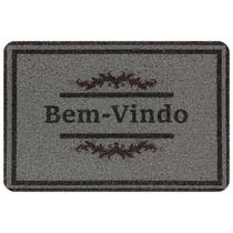 Tapete Capacho Vinilico Bem Vindo Estampado Cinza 60x40 cm - Cikala