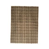 Tapete Carpete 200x250cm Com Pelagem Curta Base Antiderrapante Design Marrom Floral 2x2,5m