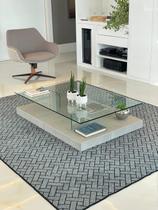 Tapete Carpete 200x300cm Com Pelagem Curta Base Antiderrapante Desenho geométrico Cinza Tijolinhos 2x3m