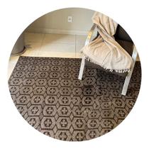 Tapete Carpete 200x300cm Com Pelagem Curta Base Antiderrapante Desenho Marrom Floral 2x3m