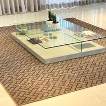 Tapete Carpete 200x300cm Com Pelagem Curta Base Antiderrapante Géométrico Tijolinhos Modero Cor Marrom 2x3m