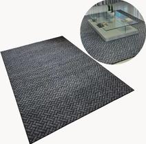 Tapete Carpete Cinza Escuro 200x300 Pelo Baixo Fácil Limpeza Geométrico Moderno