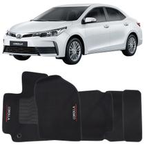 Tapete Carpete Corolla 2018 à 2019 Preto Logo Bordado Jogo 5 Peças Personalizado Automotivo
