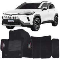Tapete Carpete Corolla Cross 2021 à 2025 Preto Logo Bordado Jogo 5 Peças Ecotap S8518 Automotivo