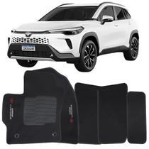 Tapete Carpete Corolla Cross 2021 à 2025 Preto Logo Bordado Jogo 5 Peças Ecotap S8518 Automotivo