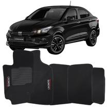 Tapete Carpete Cronos 2018 à 2024 Preto Logo Bordado Jogo 5 Peças Personalizado Automotivo