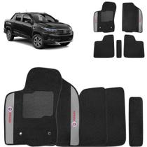 Tapete Carpete Fiat Strada 2020 a 2026 Cabine Dupla Preto Bordado 5 Peças Tapete Carpete Fiat Strada 2020 a 2026 Cabine Dupla Preto Bordado 5 Peças
