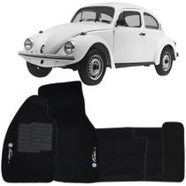Tapete Carpete Fusca 1951 à 1996 Preto Logo Bordado Jogo 5 Peças Ecotap S4235 Automotivo Soft