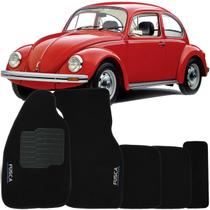 Tapete Carpete Fusca 1951 à 1996 Preto Logo Bordado Jogo 5 Peças Personalizado Automotivo