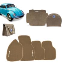Tapete Carpete Fusca 1959 a 1969 Bege e Tapete Porta Malas Com Capa Estepe Bege Bolsa Vw Bege