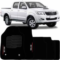 Tapete Carpete Hilux 2006 à 2015 Preto Logo Bordado Jogo 5 Peças Automotivo Soft
