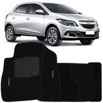 Tapete Carpete Onix 2012 à 2017 Preto Logo Bordado Jogo 5 Peças Personalizado Automotivo