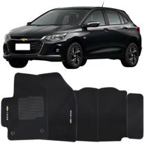Tapete Carpete Onix 2020 à 2025 Preto Logo Bordado Jogo 5 Peças Ecotap S7329 Automotivo Soft