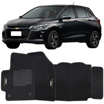 Tapete Carpete Onix 2020 à 2025 Preto Logo Bordado Jogo 5 Peças Personalizado Automotivo