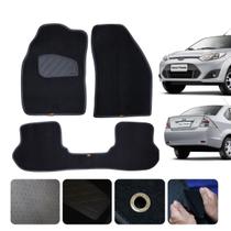 Tapete Carpete para Ford Fiesta Antigo 2002 03 04 05 06 a 2013 2014 Linha Conforto 3 pçs Cor preta