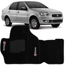 Tapete Carpete Siena 2001 à 2012 Preto Logo Bordado Jogo 5 Peças Personalizado Automotivo