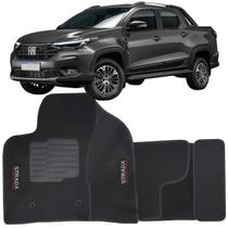 Tapete Carpete Strada Cabine Dupla 2021 à 2025 Preto Logo Bordado Jogo 5 Peças Ecotap S7748