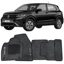 Tapete Carpete T-Cross 2019 à 2025 Grafite Logo Bordado Jogo 5 Peças Personalizado Automotivo