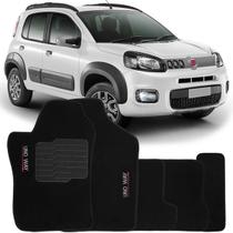 Tapete Carpete Uno Way 2011 à 2018 Preto Logo Bordado Jogo 5 Peças Automotivo Soft