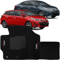 Tapete Carpete Yaris 2018 à 2025 Logo Bordado Jogo 3 Peças Personalizado Automotivo