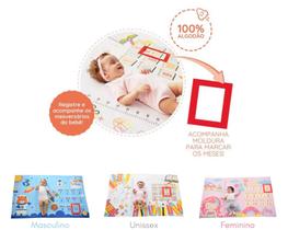 Tapete cenário mesversário p/ foto do bebê c/ moldura 100% algodão - baby joy Tapete cenário mesversário p/ foto do bebê c/ moldura 100% algodão - baby joy