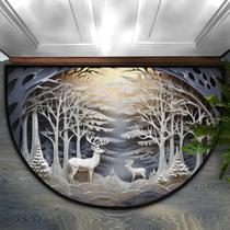 Tapete cfpolar Christmas Reindeer meio redondo 61x91 cm Tapete cfpolar Christmas Reindeer meio redondo 61x91 cm