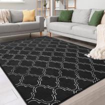 Tapete Chicrug 183 x 274 cm Preto e Branco Geométrico com Espuma de Memória Tapete Chicrug 183 x 274 cm Preto e Branco Geométrico com Espuma de Memória